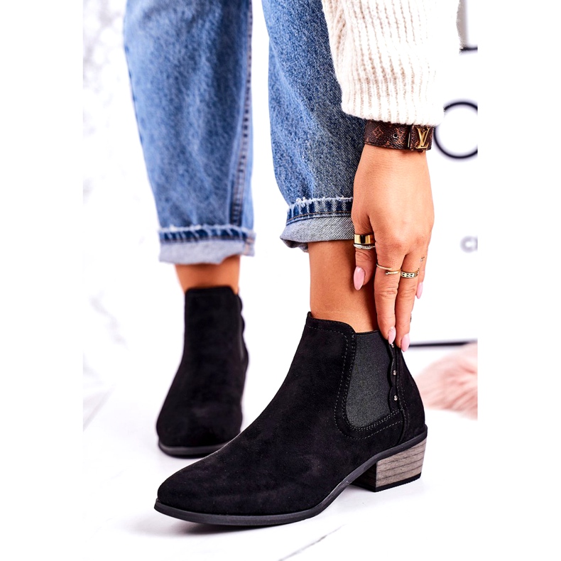 J. Star Cizme Chelsea clasice pentru femei Cizme Walker negre din piele de căprioară negru 3