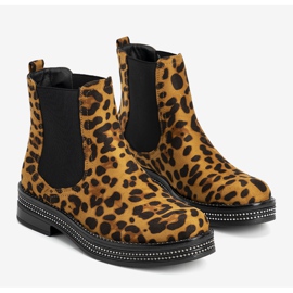 Cizme maro în model leopard Be Nice negru 1