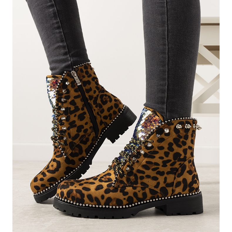 Cizme maro în model leopard Edesa negru 2 Cizme maro în model leopard Edesa negru 2