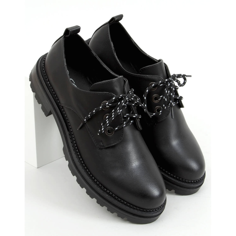 Negru 9586 Mocasini cu șiret negru 1