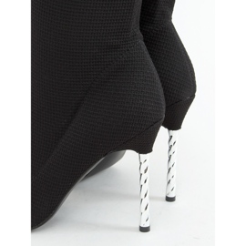 Cizme negre peste genunchi pe șosete cu toc înalt TM032 Negru 1