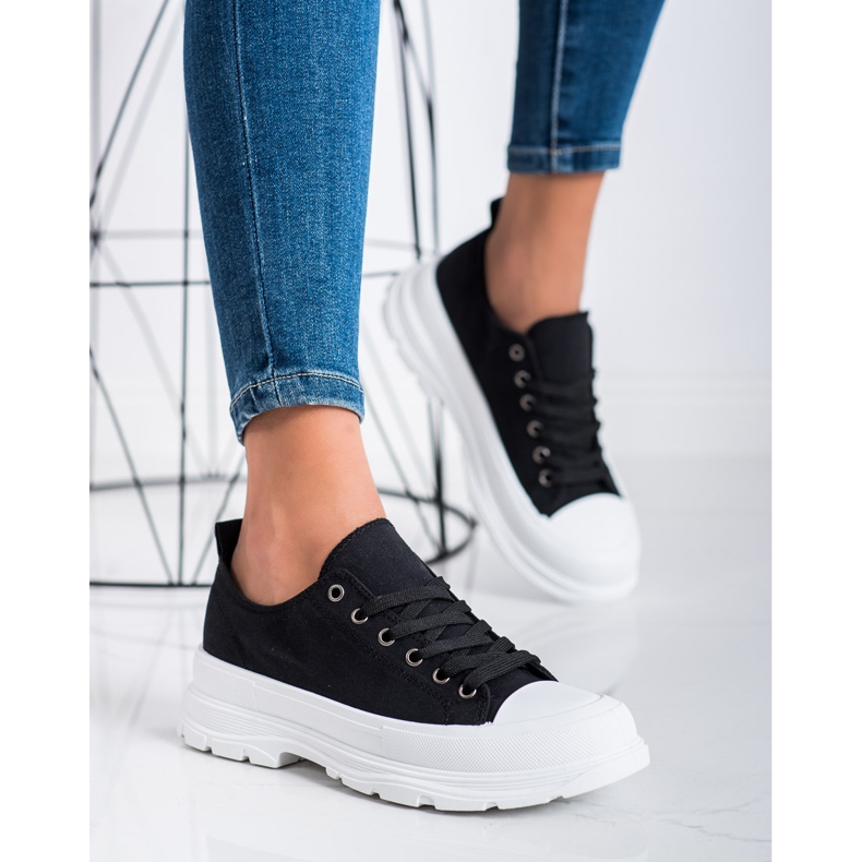 SHELOVET Adidași de modă textile negru 2 SHELOVET Adidași de modă textile negru 2