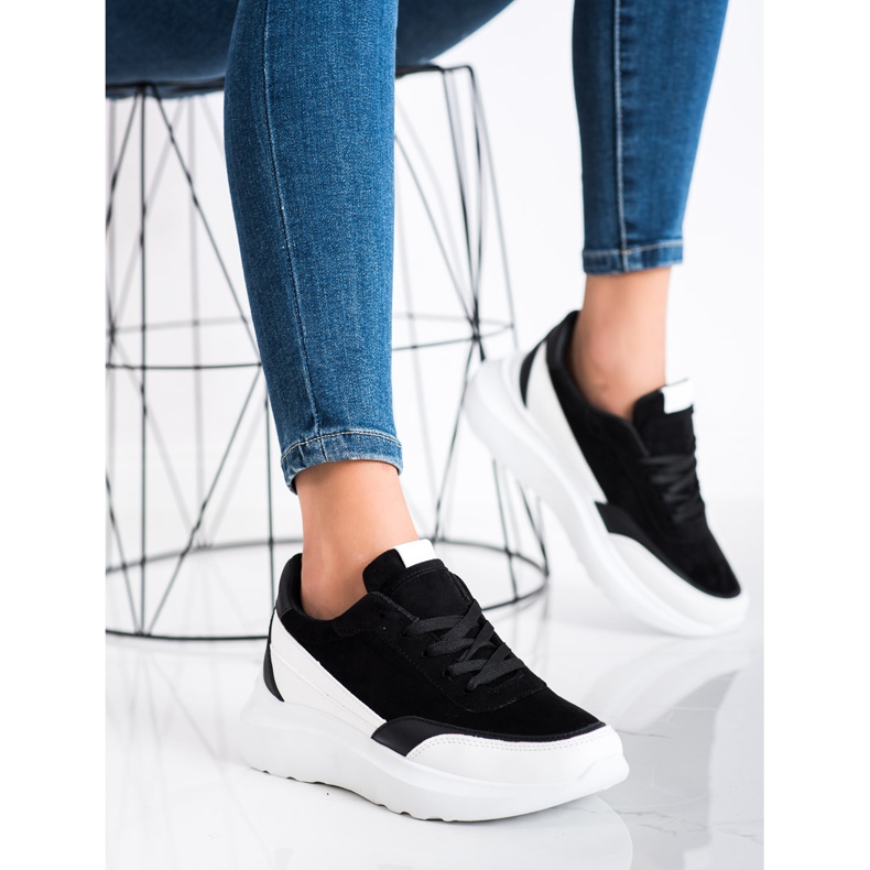 SHELOVET Adidași din piele neagră negru 2