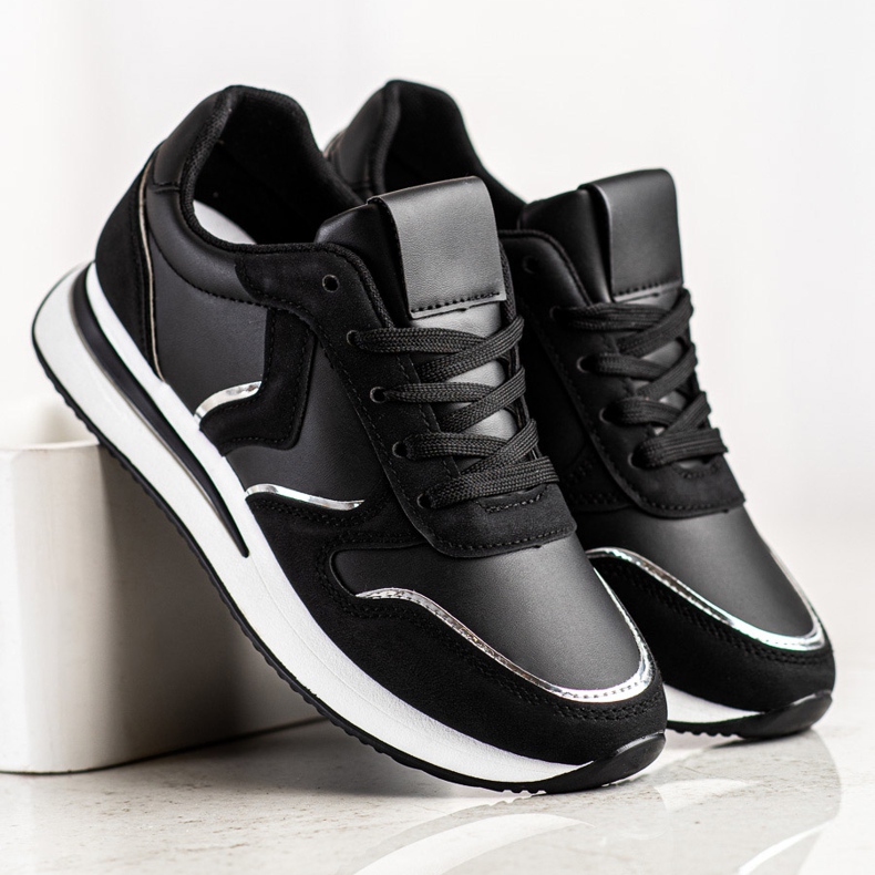 SHELOVET Pantofi sport din piele ecologică negru 2