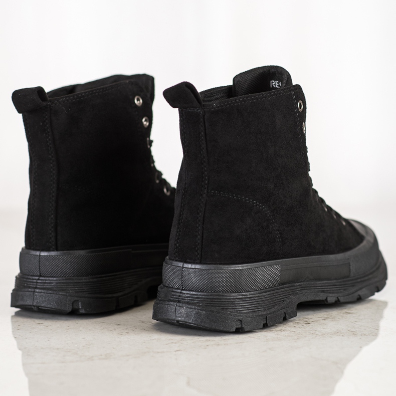 Seastar Adidași în piele de căprioară înaltă negru 1