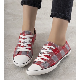 Adidași de birouri cu carouri roșii roșu gri 1