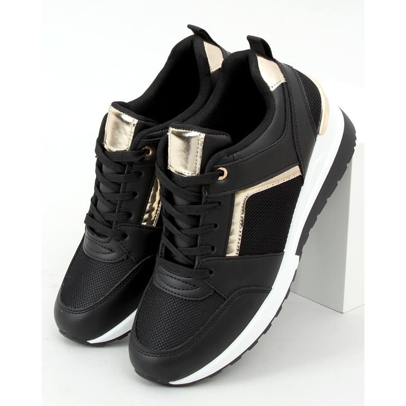 Negru AD-349 Pantofi sport negri cu pană 1