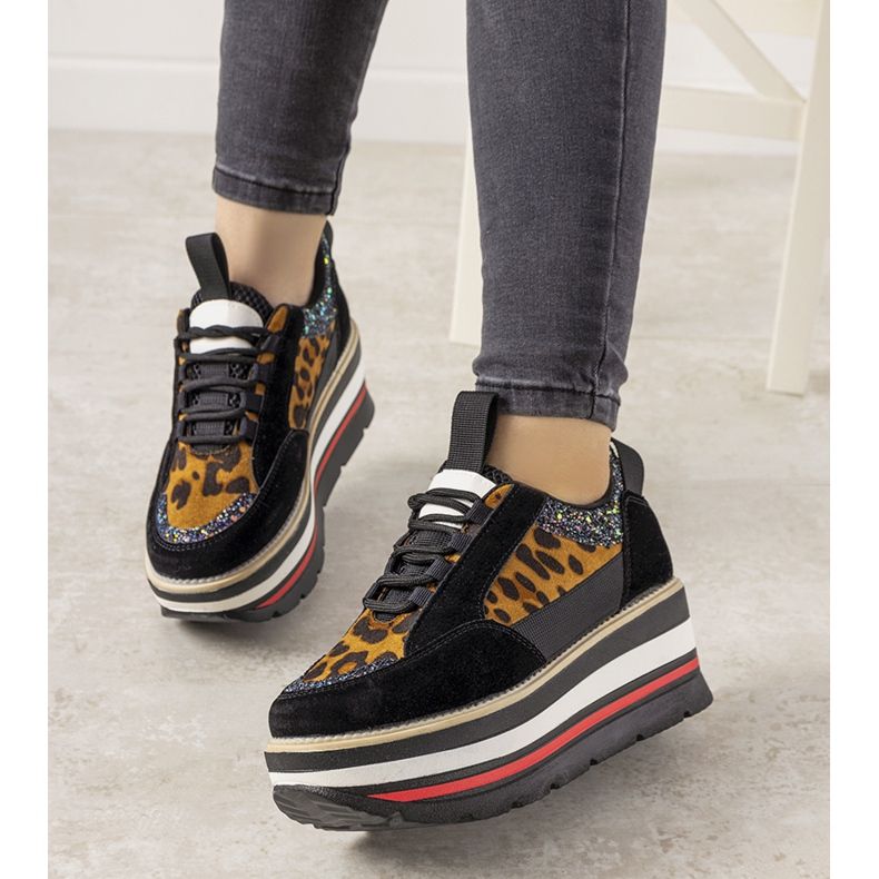 Adidași negri cu tălpi Debbi înalte maro negru 1