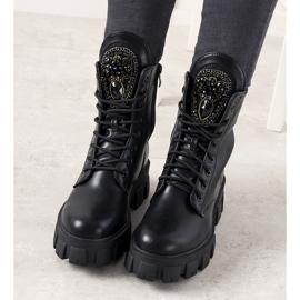 Trappers negri cu limba decorativă de romaine negru 1