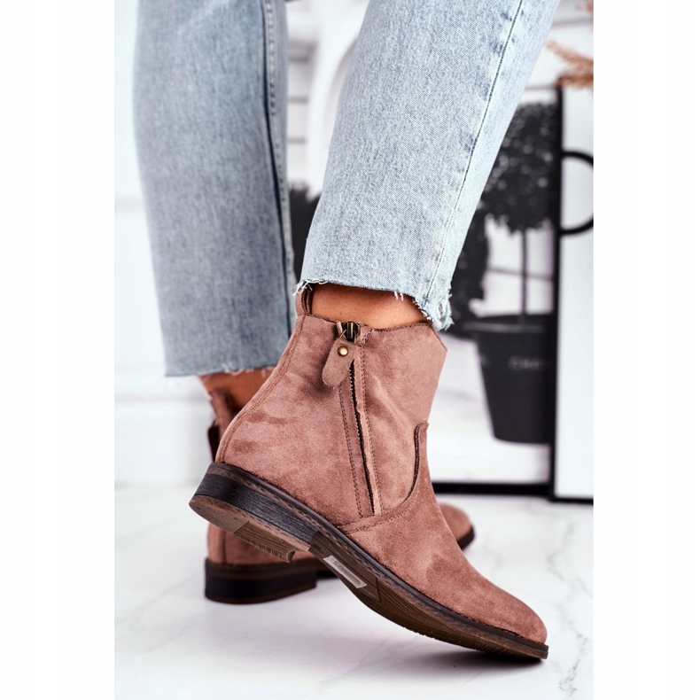 Evento Cizme Jodhpur, fermoare din piele de căprioară bej maro 2 Evento Cizme Jodhpur, fermoare din piele de căprioară bej maro 2