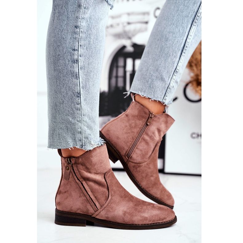 Evento Cizme Jodhpur, fermoare din piele de căprioară bej maro 1 Evento Cizme Jodhpur, fermoare din piele de căprioară bej maro 1