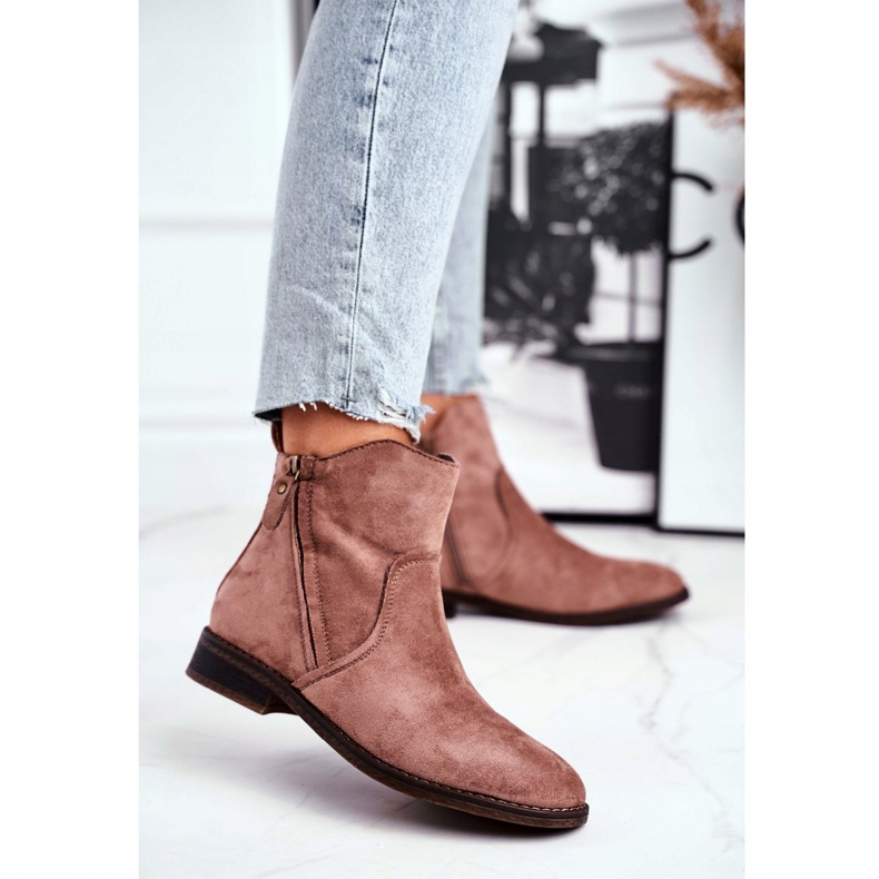 Evento Cizme Jodhpur, fermoare din piele de căprioară bej maro 4 Evento Cizme Jodhpur, fermoare din piele de căprioară bej maro 4