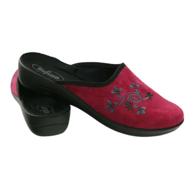 Pantofi de damă Befado 552D004 papuci bordeaux roșu multicolor 3
