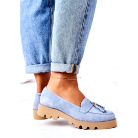 Mocasini din piele de căprioară Lewski Shoes 3053 Blue albastru 4
