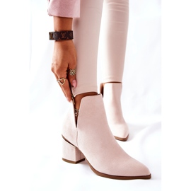 PS1 Cizme de piele întoarsă pentru femei cu decupaje Beel Noel bej 2