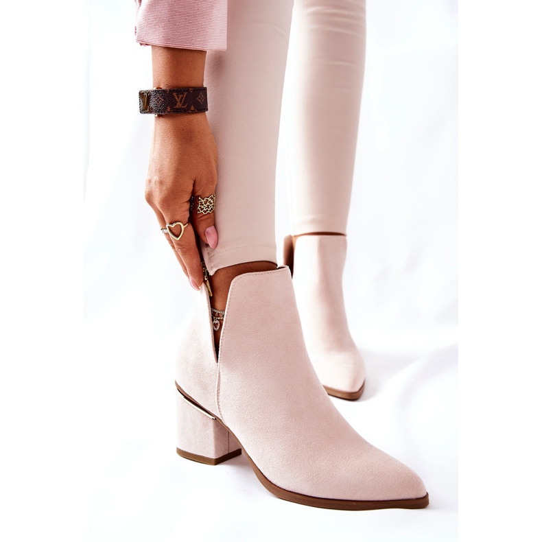 PS1 Cizme de piele întoarsă pentru femei cu decupaje Beel Noel bej 2