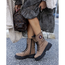 NAVY DOT Cizme pentru femei Trappers Workers Brown Monope maro 2