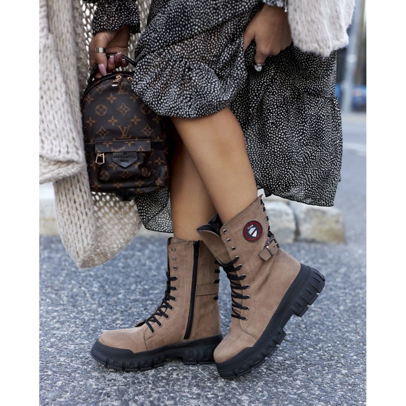 NAVY DOT Cizme pentru femei Trappers Workers Brown Monope maro 2