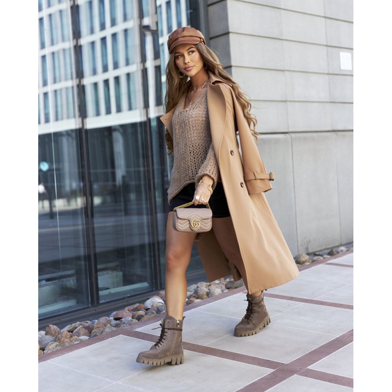 Cizme din piele de velur pentru femei Nicole 2673 Maro 1