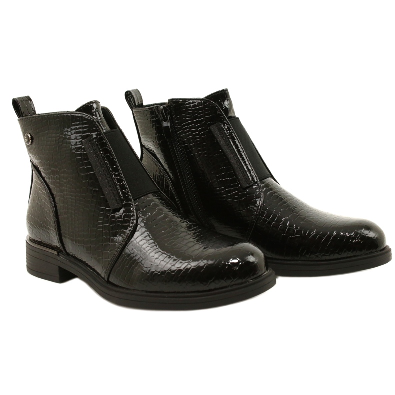 Botine patentate cu model animal Sergio Leone BT400 Black negru 7