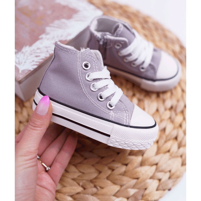 FRROCK Adidași clasici pentru copii cu fermoar gri Filemon 2