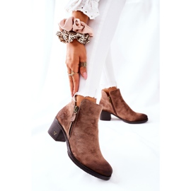 Vinceza Cizme de damă piele întoarsă bej Bellarena maro 2