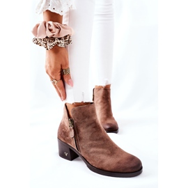 Vinceza Cizme de damă piele întoarsă bej Bellarena maro 1