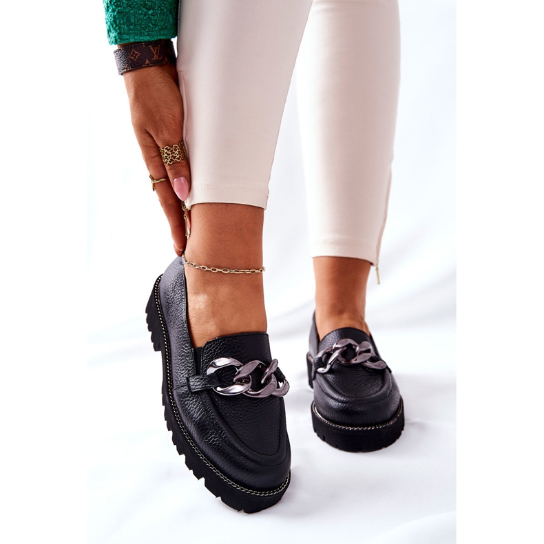 Nicole Mocasini de damă din piele negru Sthonto 1