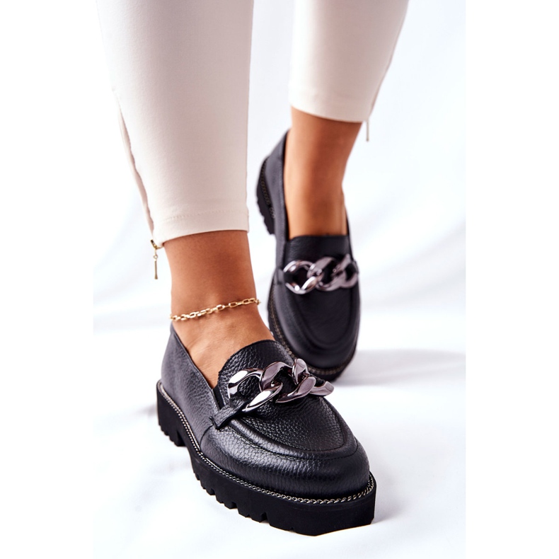 Nicole Mocasini de damă din piele negru Sthonto 2