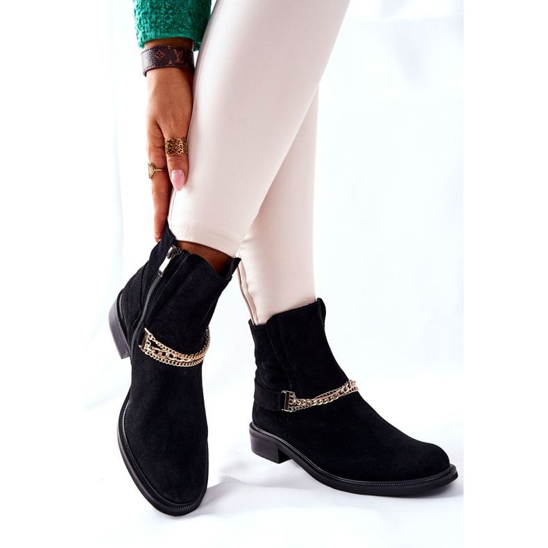 Cizme de piele pentru femei Nicole Black Dome negru 2