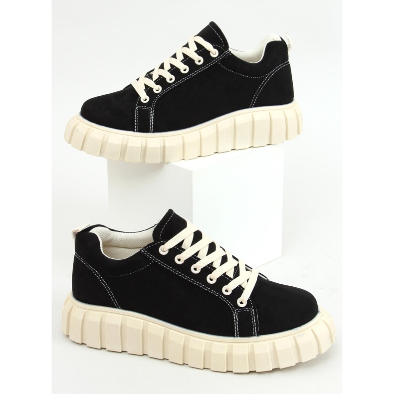 Adidași negri cu talpă groasă 85-737 Negru 1