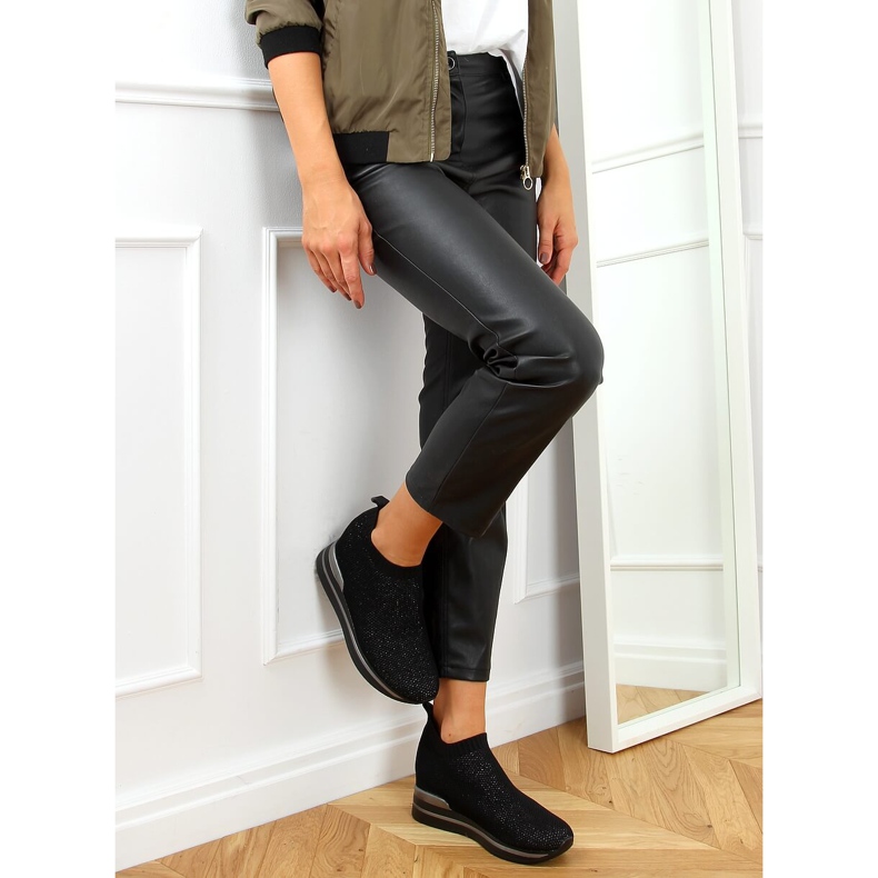 Negru RQ316 Pantofi sport negri cu pană 2