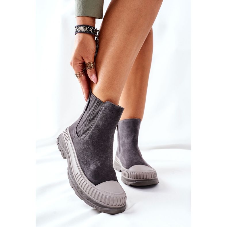 Cizme de damă Cizme Chelsea Piele Piele Întoarsă Big Star II274353 Gri 1