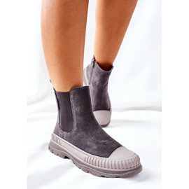 Cizme de damă Cizme Chelsea Piele Piele Întoarsă Big Star II274353 Gri 2