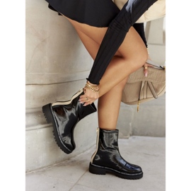 S.Barski Cizme femei lacate negre calde Merellien negru 2