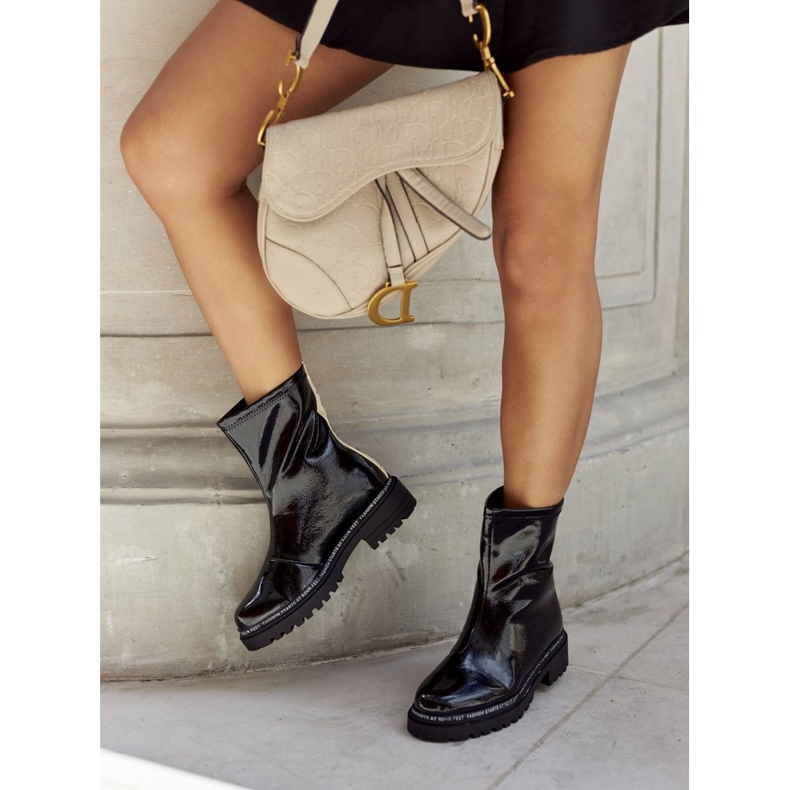 S.Barski Cizme femei lacate negre calde Merellien negru 1