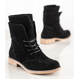 Seastar Botine inalte din piele intoarsa negru 1