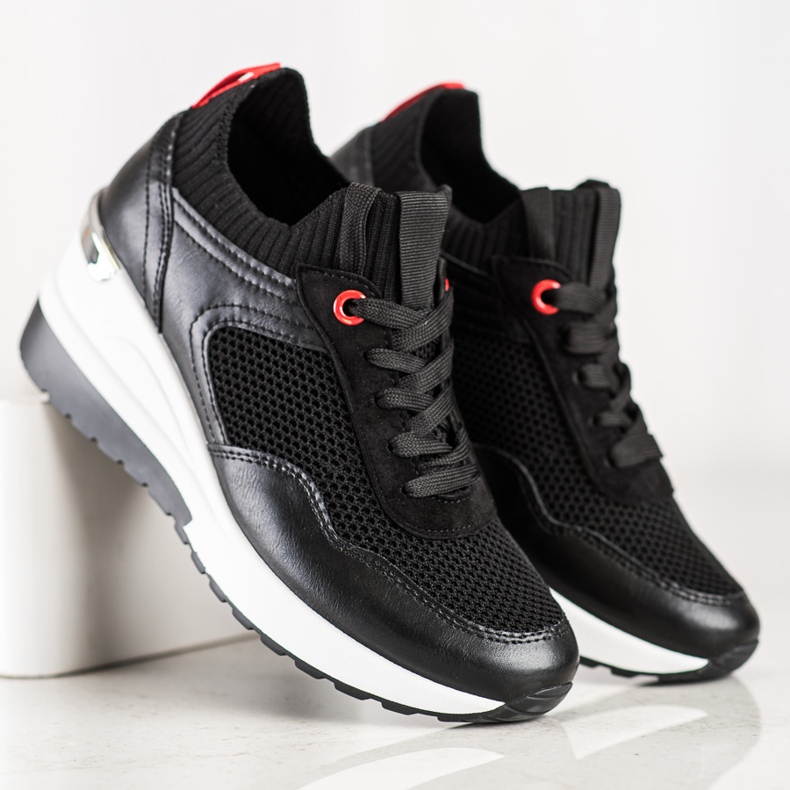 SHELOVET Adidași alunecați cu plasă negru 2