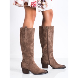 Cizme confortabile din piele de căprioară VINCEZA maro 2