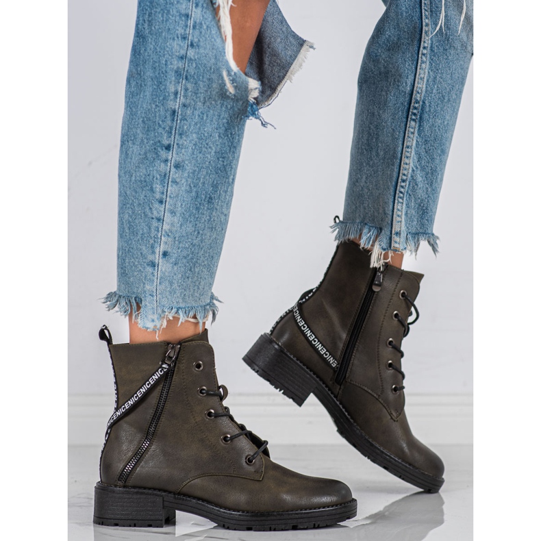 Cizme cu centura decorativa Vinceza verde 1