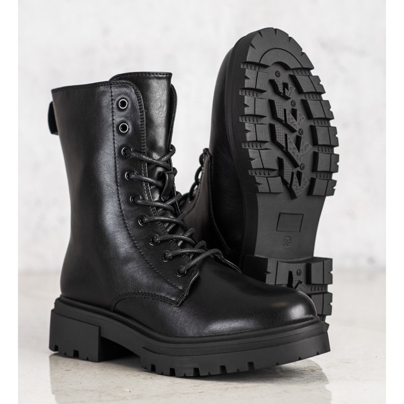 Evento Cizme calde cu piele ecologică negru 1