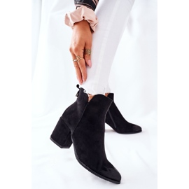 Vinceza Cizme de damă cu toc piele de căprioară neagră Carrick negru 2