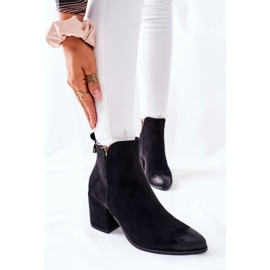 Vinceza Cizme de damă cu toc piele de căprioară neagră Carrick negru 1