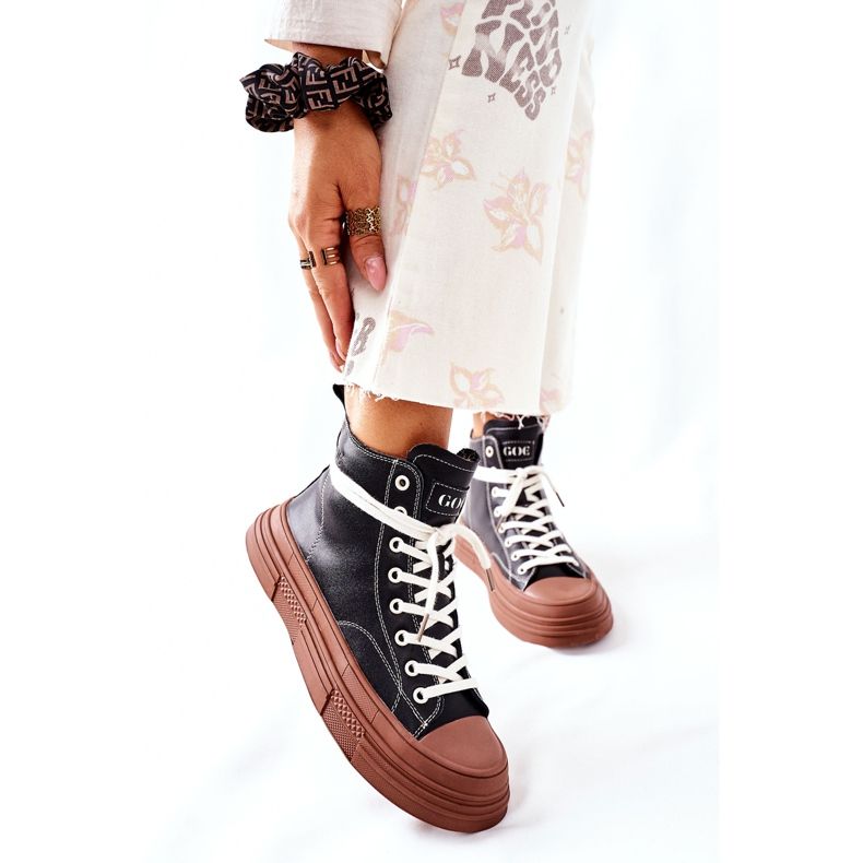 Adidași cu izolație înaltă pentru femei GOE II2N4033 Negru maro 1