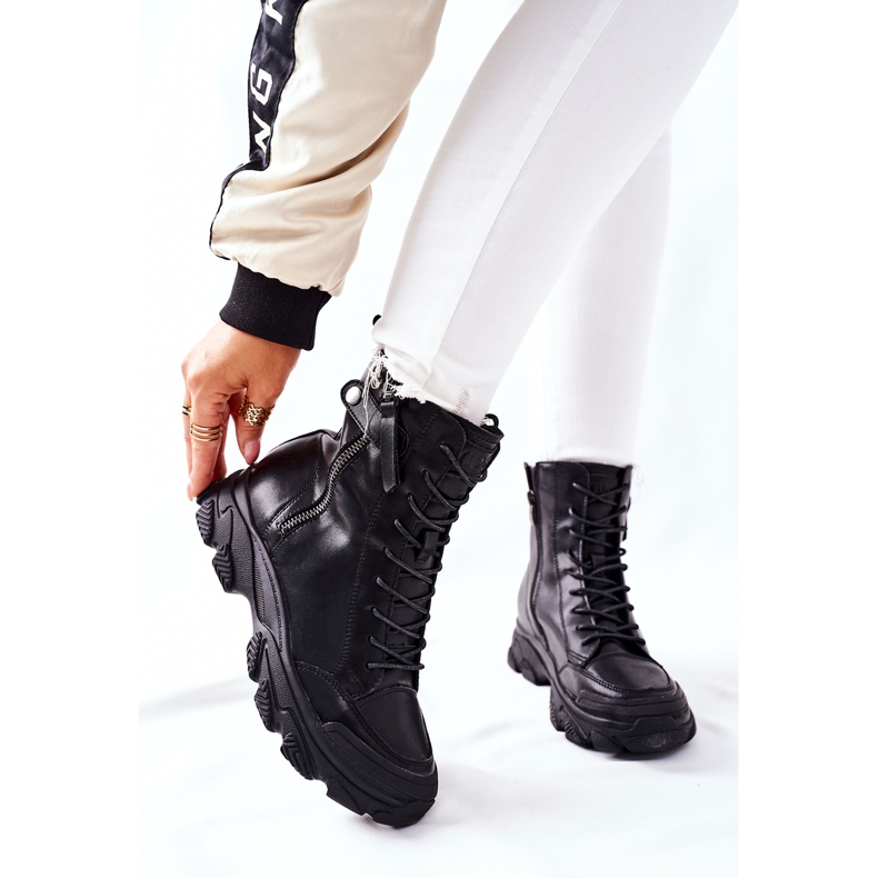 Cizme de piele pentru femei GOE II2N4031 Negru 1