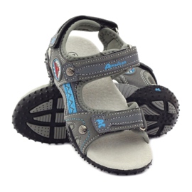 American Club Sandale cu velcro cu inserție din piele griă americană 1618 albastru 3 American Club Sandale cu velcro cu inserție din piele griă americană 1618 albastru 3