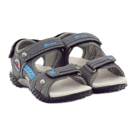 American Club Sandale cu velcro cu inserție din piele griă americană 1618 albastru 4 American Club Sandale cu velcro cu inserție din piele griă americană 1618 albastru 4