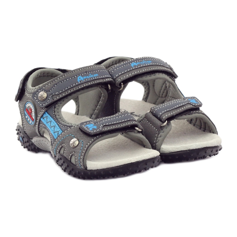 American Club Sandale cu velcro cu inserție din piele griă americană 1618 albastru 4 American Club Sandale cu velcro cu inserție din piele griă americană 1618 albastru 4