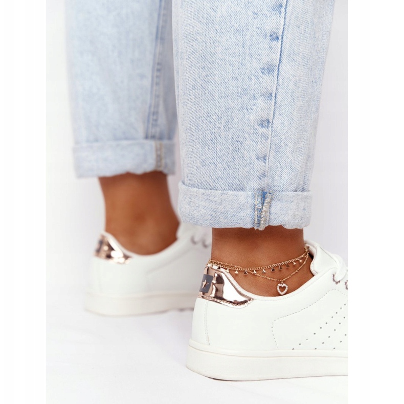 Adidași din piele pentru femei Big Star DD274583 Alb-Cupru 3