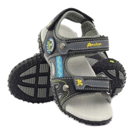 American Club Sandale cu velcro cu inserție din piele americană 1618 [„galben, „gri”, „negru”] gri 3